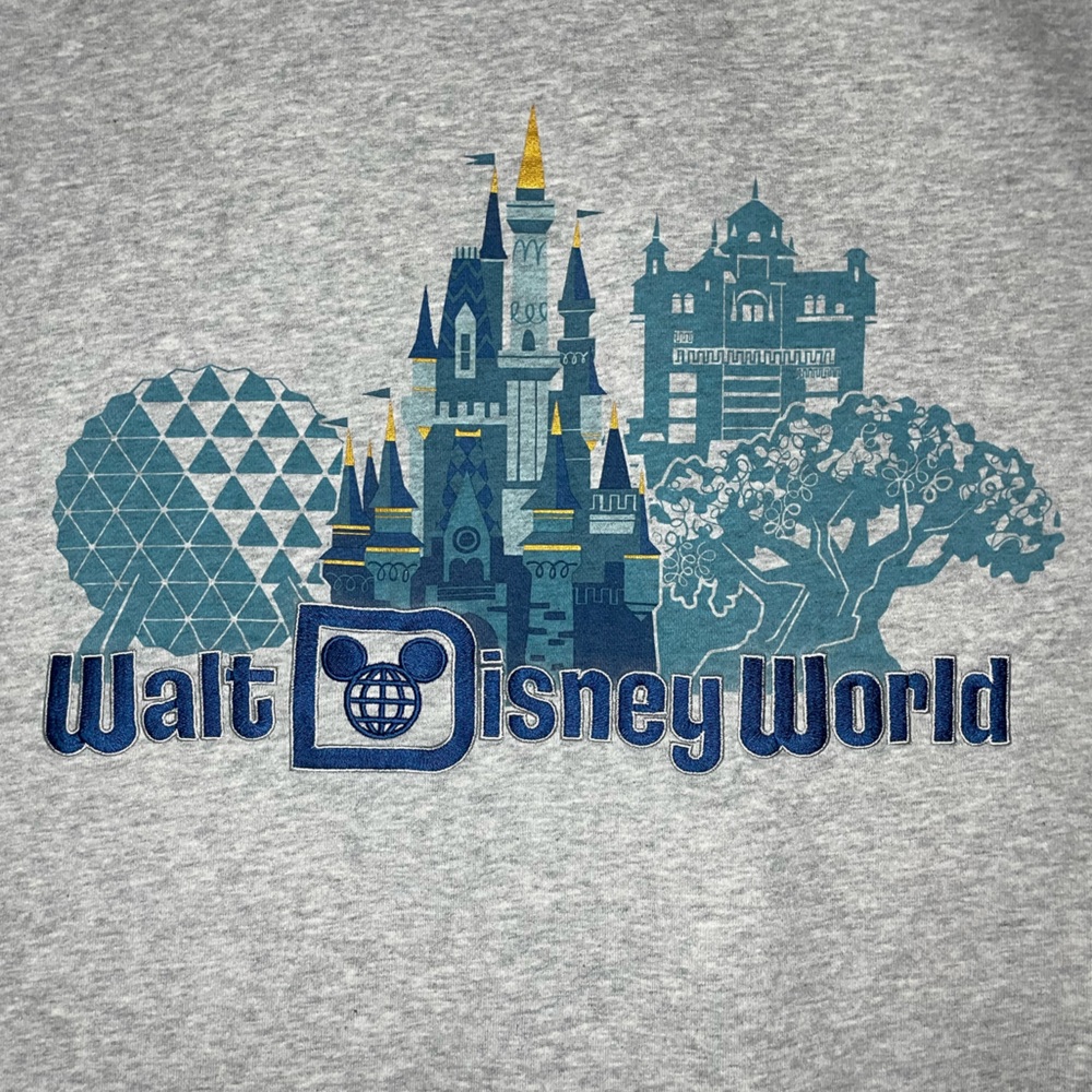 Disney Four Park Icons Gray Full Zip Hoodie-3XL